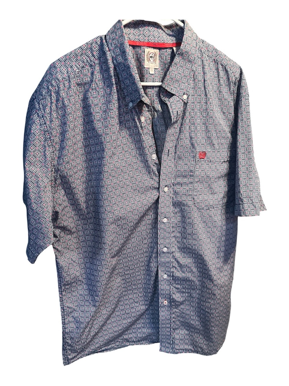 Cinch Men's Navy & White Geometric Short-Sleeve Button-Down Shirt